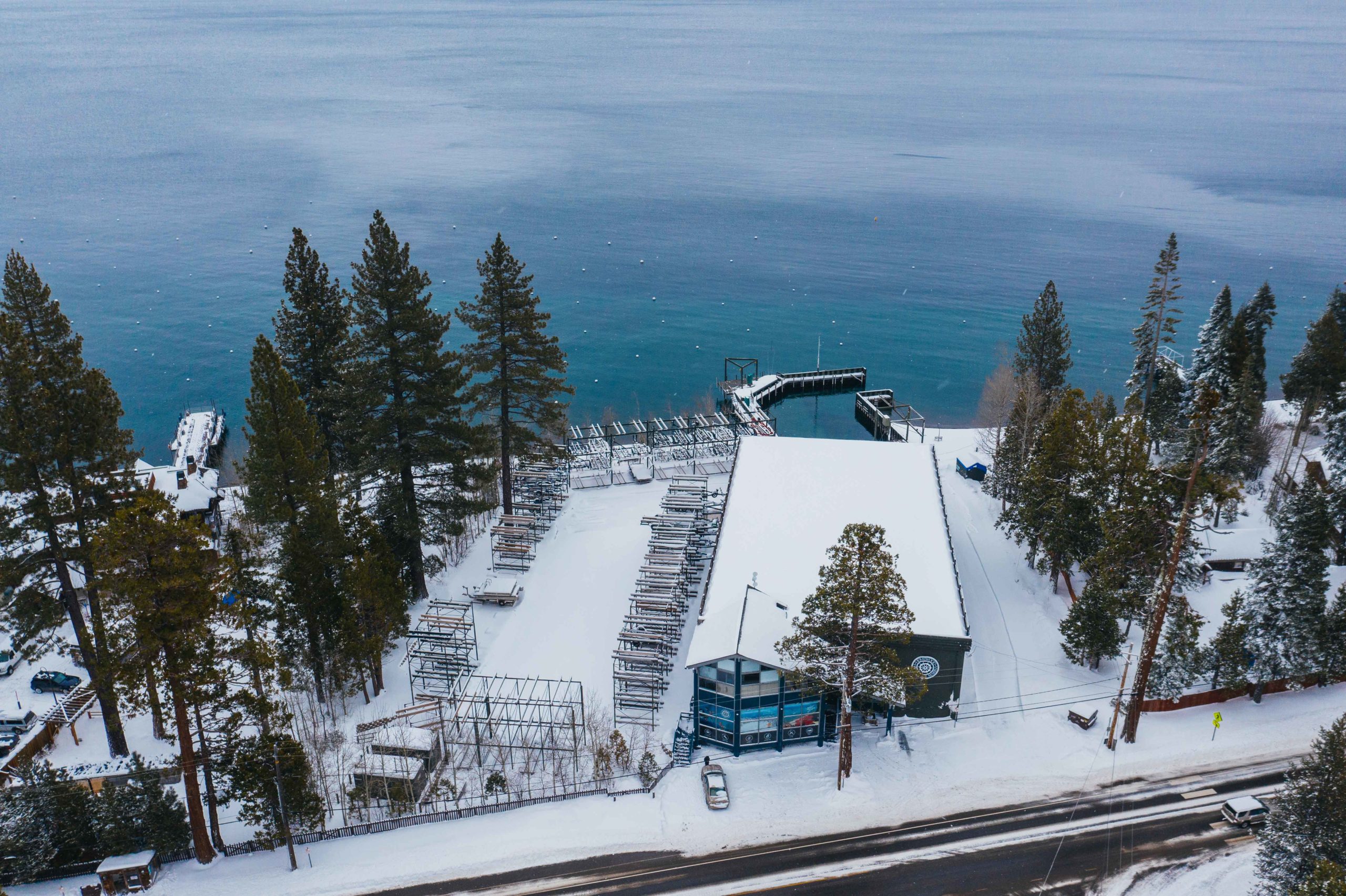 new snow at Homewood High and Dry Marina